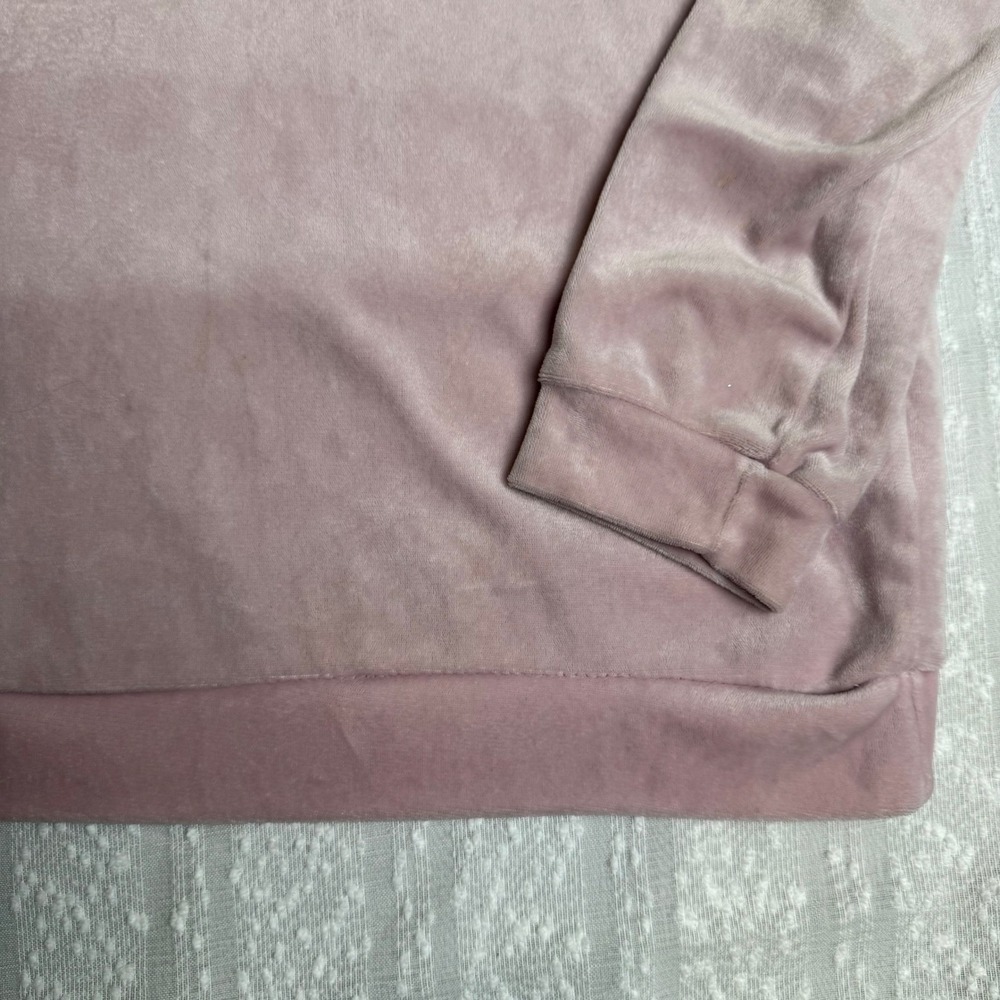 Juicy Couture Velour Pullover Sweater Pink Rhinestone Logo Crewneck Size M Y2K - Picture 13 of 16